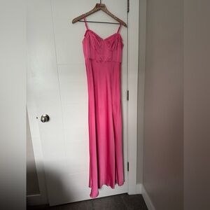 pink satin bridesmaid dress